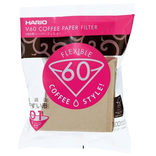 Hario brązowe filtry papierowe do V60 01 - 100 Sztuk